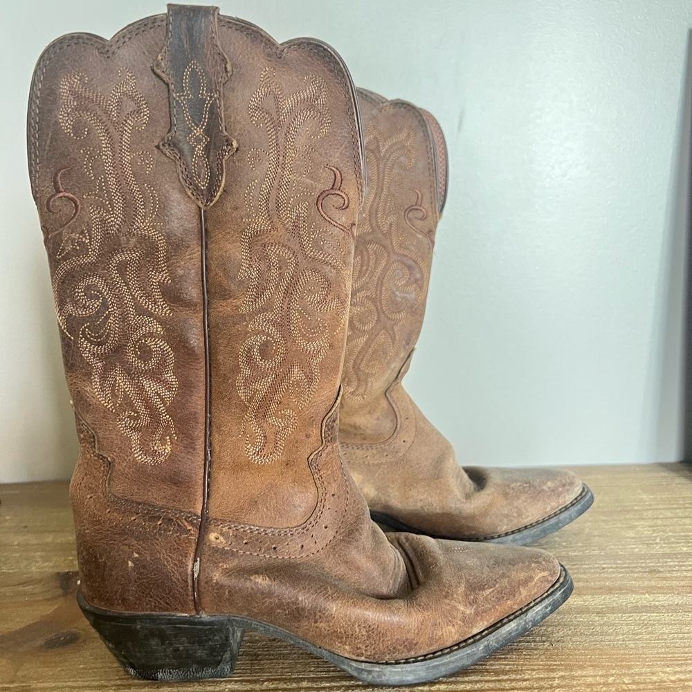 Justin Boots Brown Heeled Cowboy Boots